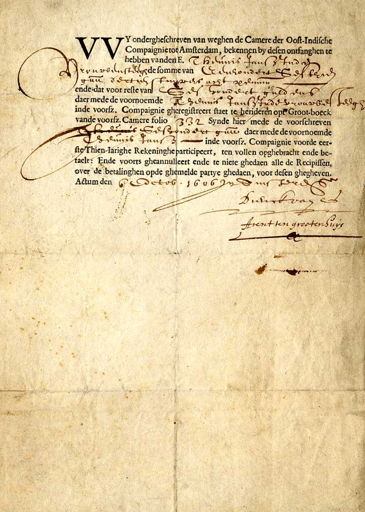 Aktie von 1606, Verenigde Oostindische Compagnie